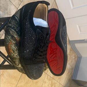 Black and Red Men's Designer Sneakers Louis Junior Strass